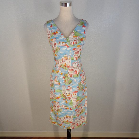 talbots Dresses & Skirts - TALBOTS V-Neck Sailboat beach town sleeveless sheath dress V-Back sz 4